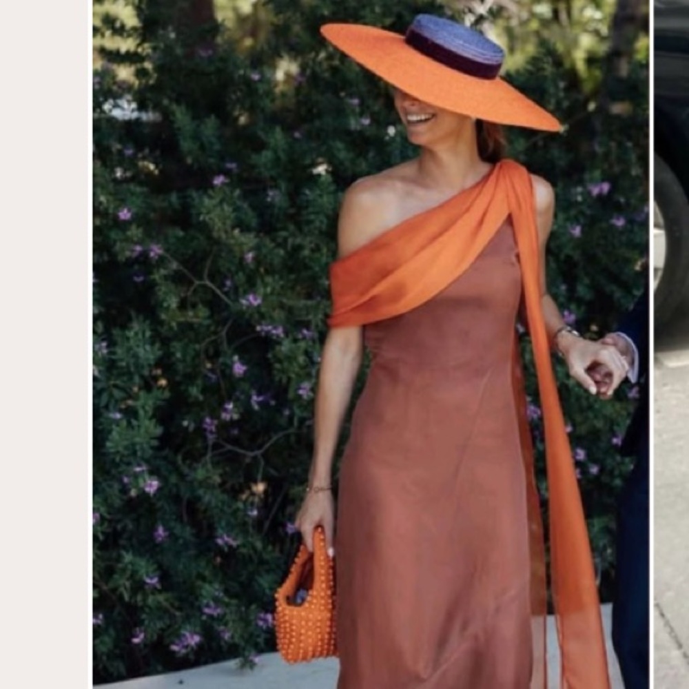 Elegant Burnt Orange One-Shoulder Mermaid Dress